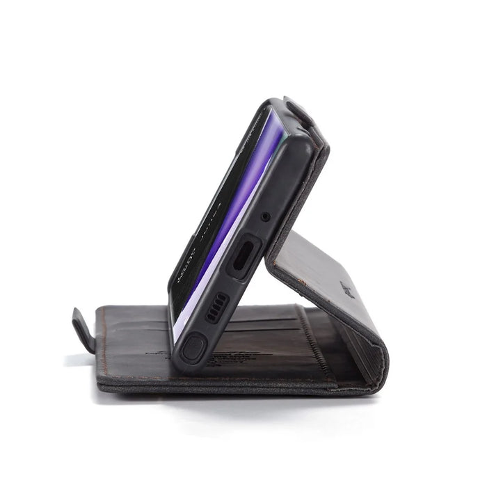 CASEME 013 Series Simplicity Auto-absorbed Leather Shell Wallet Case for Samsung Galaxy Note20/Note20 5G - Black - 7