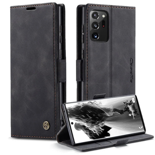 CASEME 013 Series Simplicity Auto-absorbed Leather Wallet Case for Samsung Galaxy Note20 Ultra/Note20 Ultra 5G - Black - 1