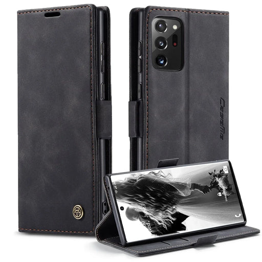 CASEME 013 Series Simplicity Auto-absorbed Leather Wallet Case for Samsung Galaxy Note20 Ultra/Note20 Ultra 5G - Black - 1