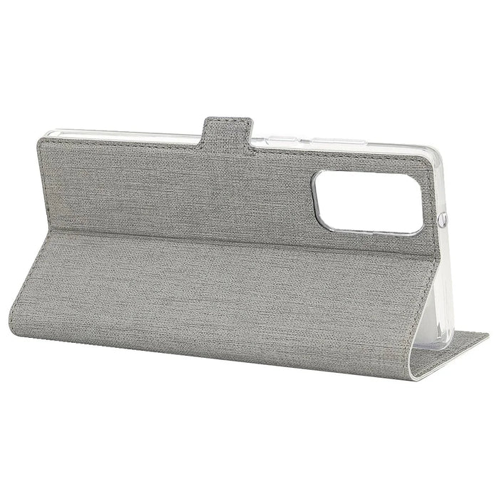 VILI DMK Cross Texture Double Magnetic Clasp Leather Wallet Covering Case for Samsung Galaxy Note20/Note20 5G - Grey - 2
