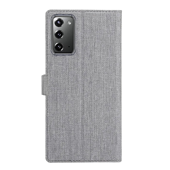 VILI DMK Cross Texture Double Magnetic Clasp Leather Wallet Covering Case for Samsung Galaxy Note20/Note20 5G - Grey - 6