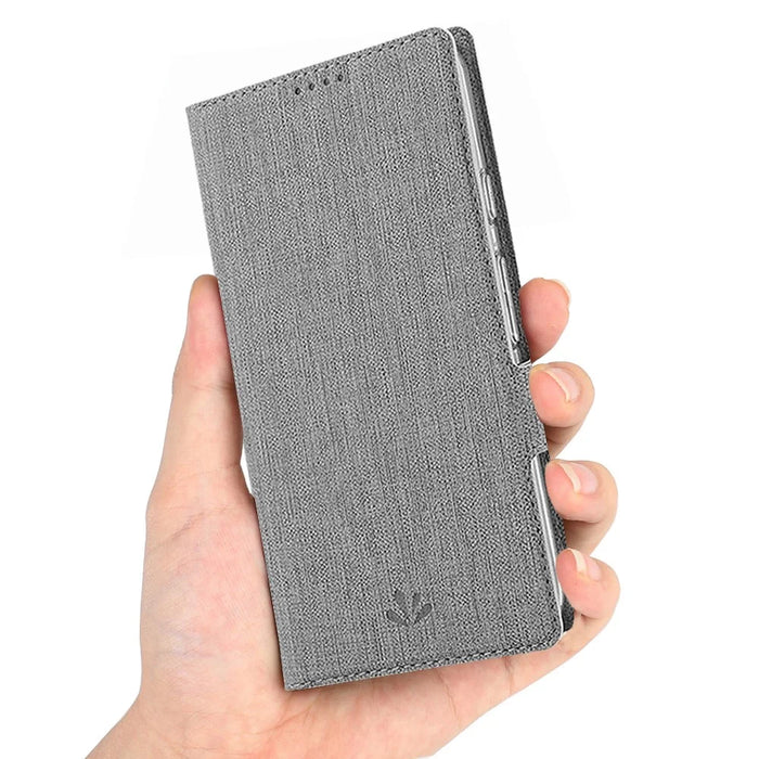 VILI DMK Cross Texture Double Magnetic Clasp Leather Wallet Covering Case for Samsung Galaxy Note20/Note20 5G - Grey - 7
