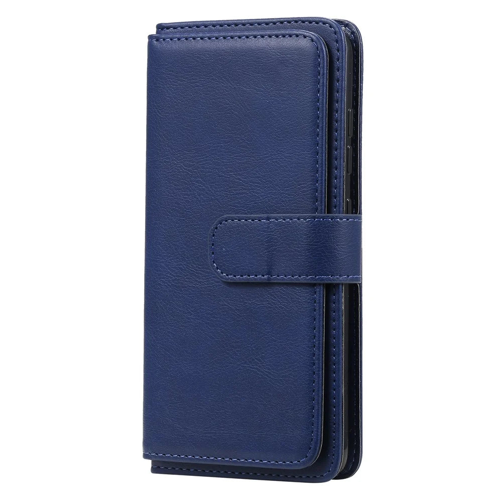 For Samsung Galaxy A51 SM-A515 Leather Case with 10 Card Holder Phone Cover Stand - Blue - 3