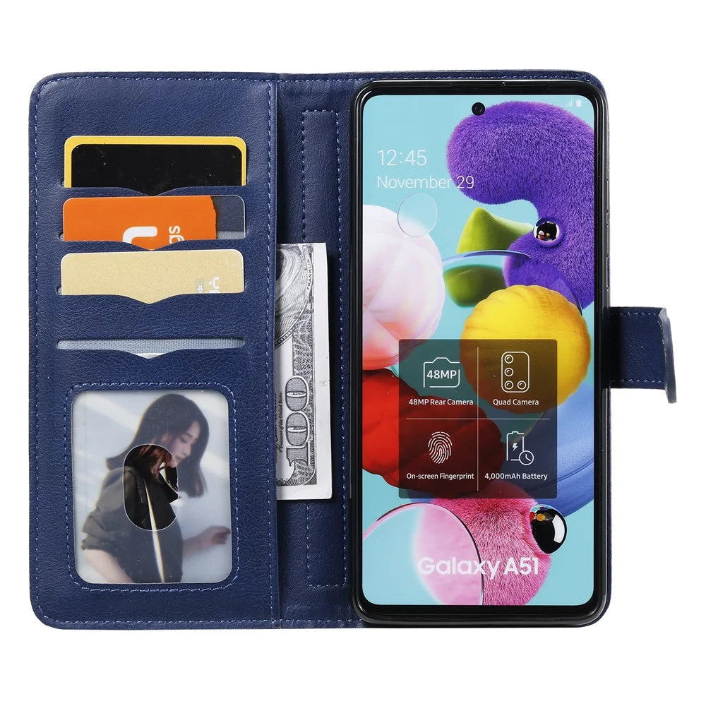 For Samsung Galaxy A51 SM-A515 Leather Case with 10 Card Holder Phone Cover Stand - Blue - 5