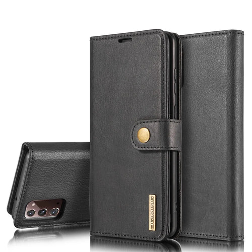 DG.MING Detachable 2-in-1 PC Back Cover + Split Leather Case for Samsung Galaxy Note20 / Note20 5G - Black - 1