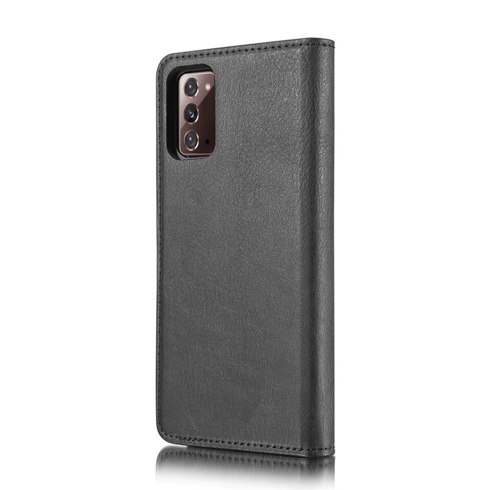 DG.MING Detachable 2-in-1 PC Back Cover + Split Leather Case for Samsung Galaxy Note20 / Note20 5G - Black - 4