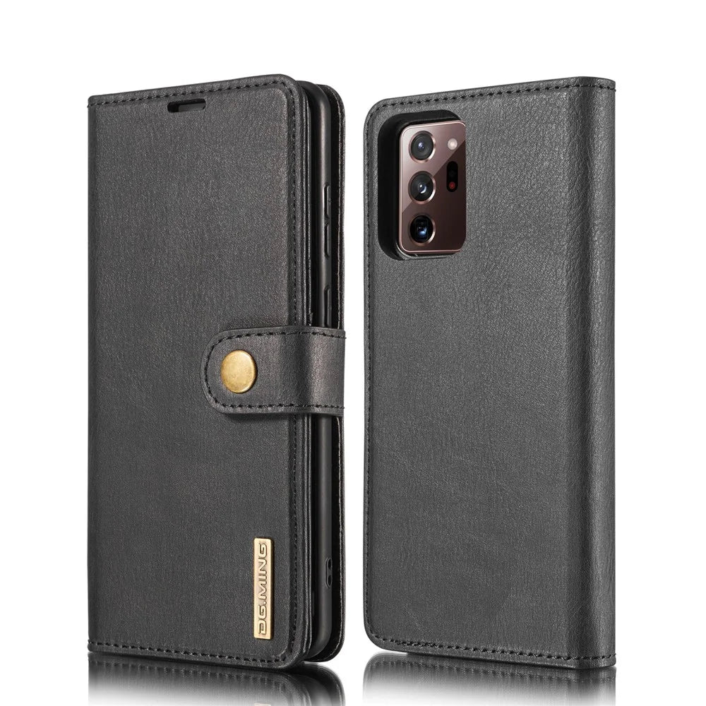 DG.MING For Samsung Galaxy Note20 Ultra / Note20 Ultra 5G Wallet Phone Case Detachable 2 in 1 Leather Shell Shockproof Flip Protective Cover - Black - 2