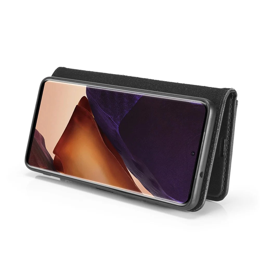 DG.MING For Samsung Galaxy Note20 Ultra / Note20 Ultra 5G Wallet Phone Case Detachable 2 in 1 Leather Shell Shockproof Flip Protective Cover - Black - 7