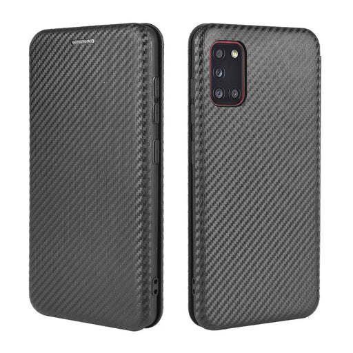 Carbon Fiber Skin Leather Auto-absorbed Shell for Samsung Galaxy A31 - Black - 2