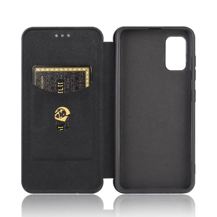 Carbon Fiber Skin Leather Auto-absorbed Shell for Samsung Galaxy A31 - Black - 4