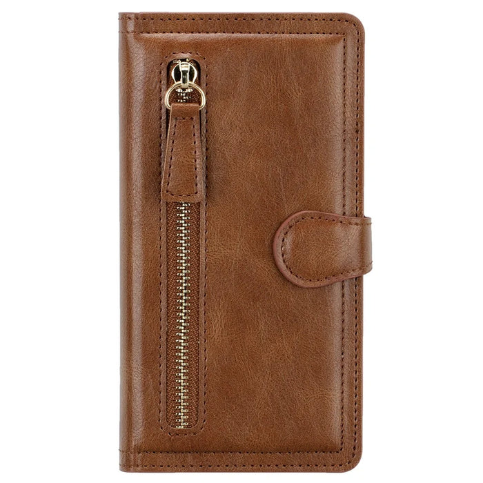 Zipper Pocket Wallet Leather Stand Case for Samsung Galaxy A51 SM-A515 - Brown - 3