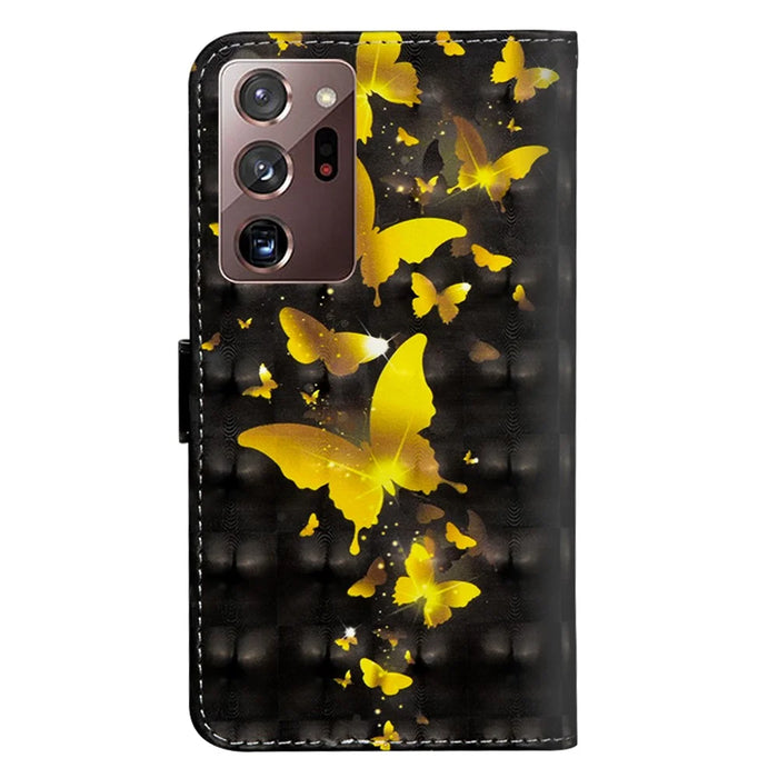 Pattern Printing Light Spot Decor Leather Cover for Samsung Galaxy Note20 Ultra/Note20 Ultra 5G - Gold Butterfly - 3