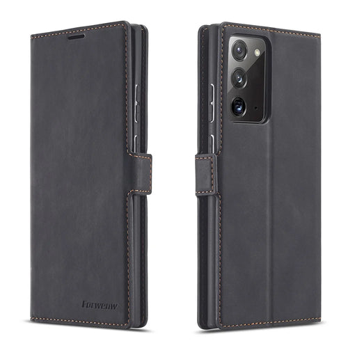 FORWENW Fantasy Series Silky Touch Leather Mobile Phone Shell for Samsung Galaxy Note20/Note20 5G - Black - 1