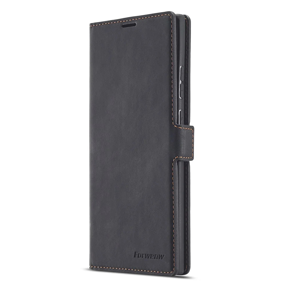 FORWENW Fantasy Series Silky Touch Leather Mobile Phone Shell for Samsung Galaxy Note20/Note20 5G - Black - 2