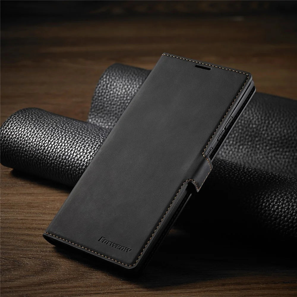 FORWENW Fantasy Series Silky Touch Leather Mobile Phone Shell for Samsung Galaxy Note20/Note20 5G - Black - 7