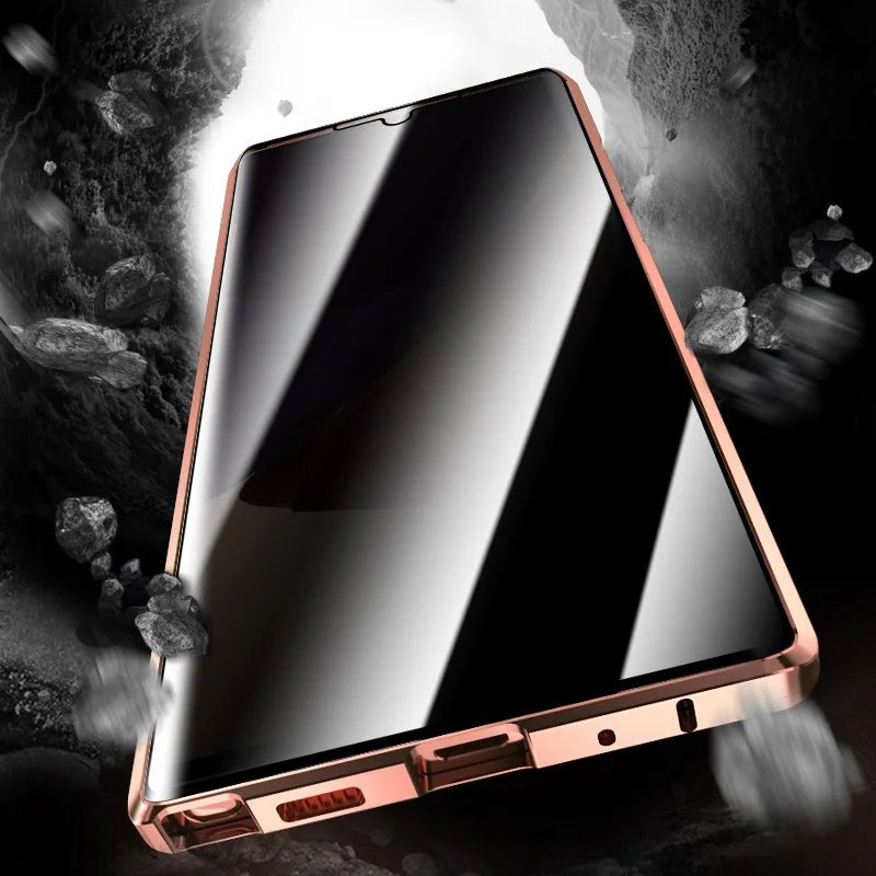 Magnetic Metal Frame + Double-sided Tempered Glass Case Anti-peep Shell for Samsung Galaxy Note20 Ultra/Note20 Ultra 5G - Black - 2