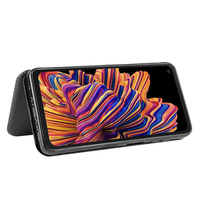 Carbon Fiber Texture Leather Auto-absorbed Shell for Samsung Galaxy Xcover Pro - Black - 6