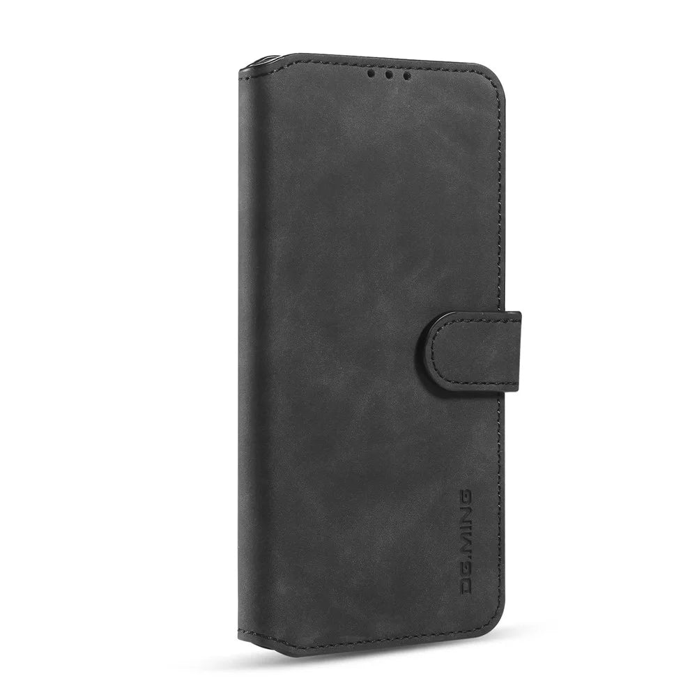 DG.MING Vintage PU Leather Wallet Stand Case for Samsung Galaxy Note20 4G/5G - Black - 2