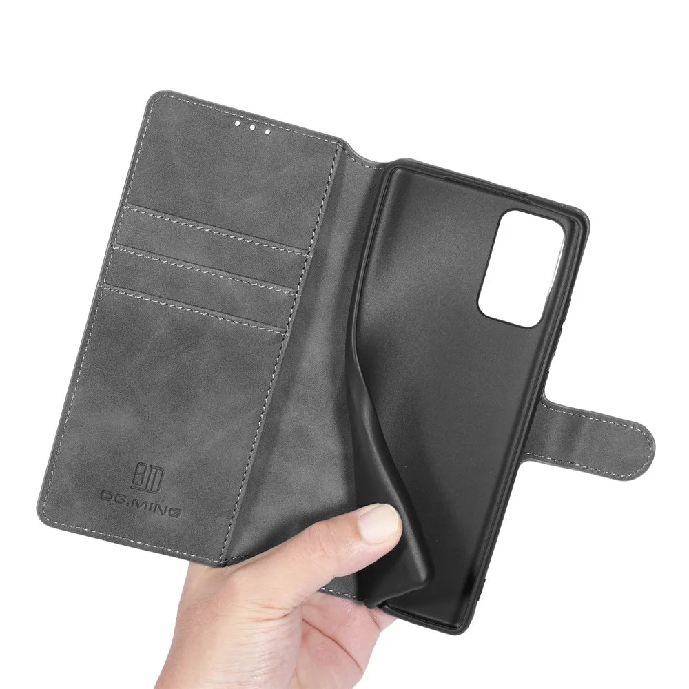 DG.MING Vintage PU Leather Wallet Stand Case for Samsung Galaxy Note20 4G/5G - Black - 7