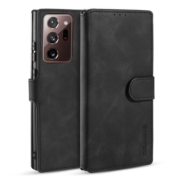 DG.MING Retro Leather Wallet Stand Cover for Samsung Galaxy Note20 Ultra/Note20 Ultra 5G - Black - 1