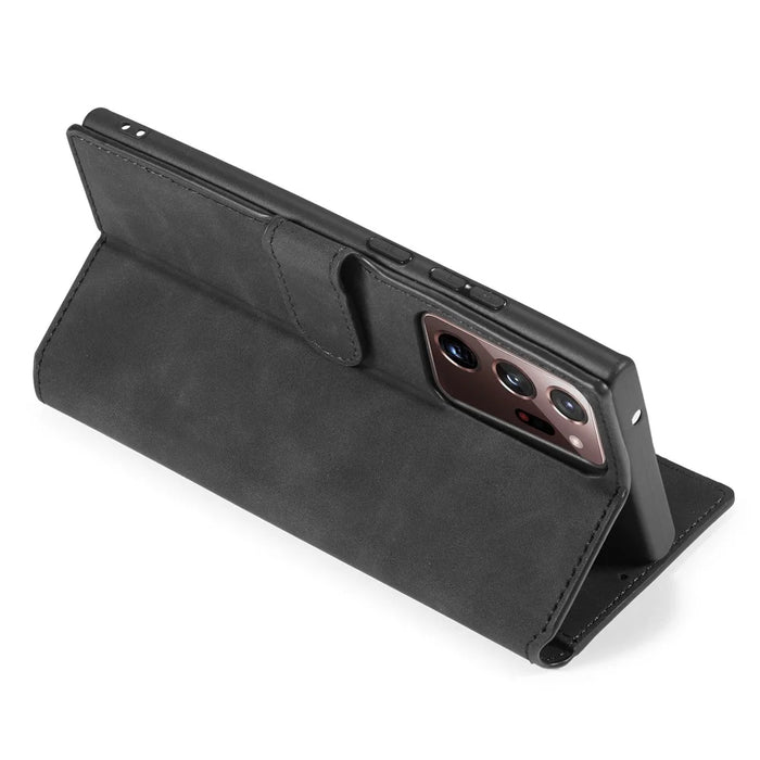 DG.MING Retro Leather Wallet Stand Cover for Samsung Galaxy Note20 Ultra/Note20 Ultra 5G - Black - 6