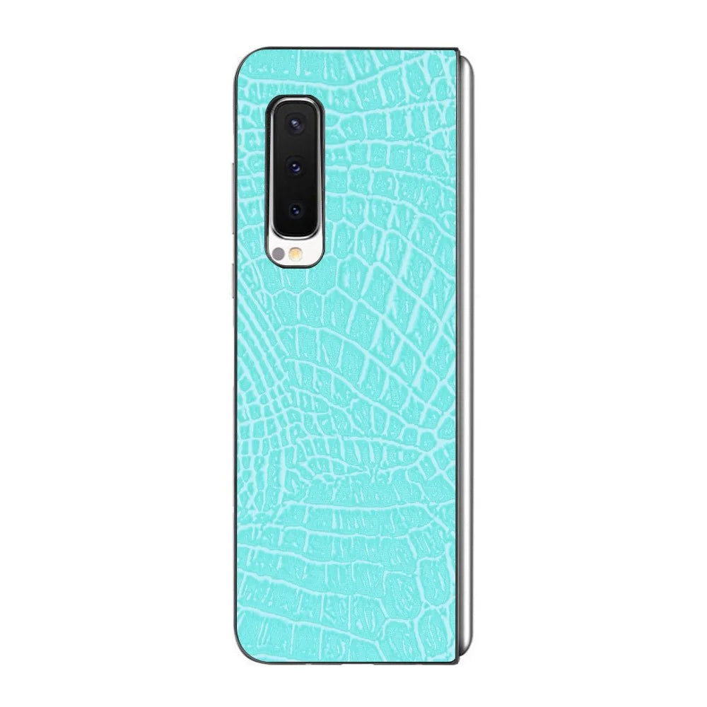 Crocodile Skin PU Leather Coated PC Phone Back Case for Samsung Galaxy Fold 5G / Fold 4G / W20 5G - Baby Blue - 3