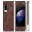 Litchi Skin Leather Coated PC Phone Back Shell for Samsung Galaxy Fold 4G / Fold 5G / W20 5G - Brown - 1
