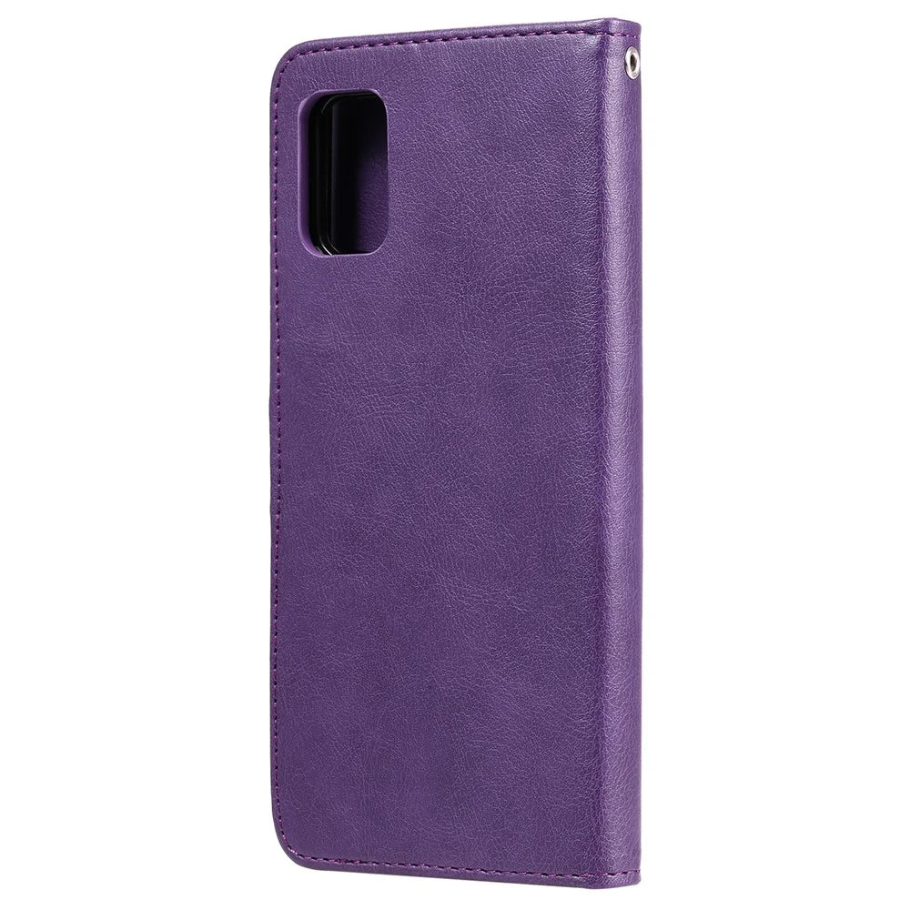 For Samsung Galaxy A31 Case 2 in 1 Detachable Magnetic Leather Wallet Mobile Cover with Strap - Purple - 3