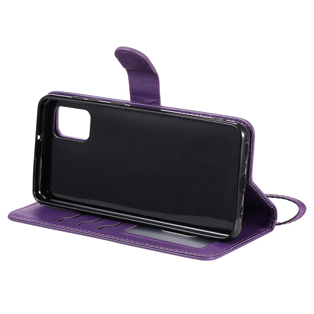 For Samsung Galaxy A31 Case 2 in 1 Detachable Magnetic Leather Wallet Mobile Cover with Strap - Purple - 6