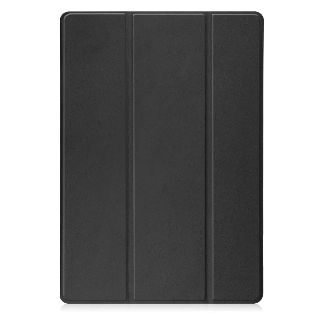 Sturdy Tri-fold Stand Smart Leather Case with Pen Slot for Samsung Galaxy Tab S7+ / S8+ - Black - 7
