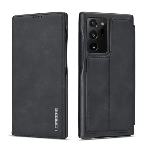 LC.IMEEKE Retro Style Leather Card Holder Case for Samsung Galaxy Note20 Ultra/Note20 Ultra 5G - Black - 1