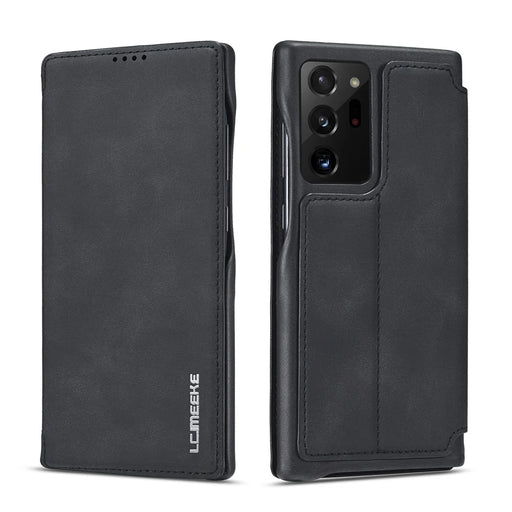 LC.IMEEKE Retro Style Leather Card Holder Case for Samsung Galaxy Note20 Ultra/Note20 Ultra 5G - Black - 1