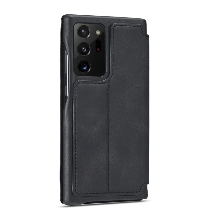 LC.IMEEKE Retro Style Leather Card Holder Case for Samsung Galaxy Note20 Ultra/Note20 Ultra 5G - Black - 3
