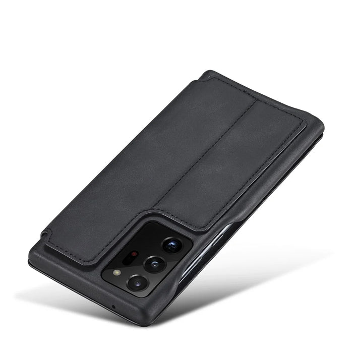 LC.IMEEKE Retro Style Leather Card Holder Case for Samsung Galaxy Note20 Ultra/Note20 Ultra 5G - Black - 7