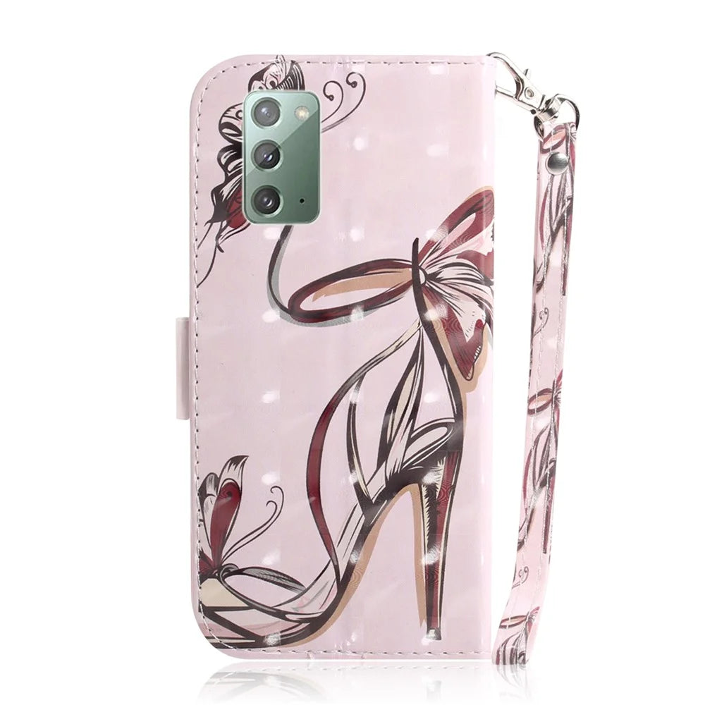 Pattern Printing Light Spot Decor Leather Phone Case for Samsung Galaxy Note20 4G/5G - High Heel Sandal - 3