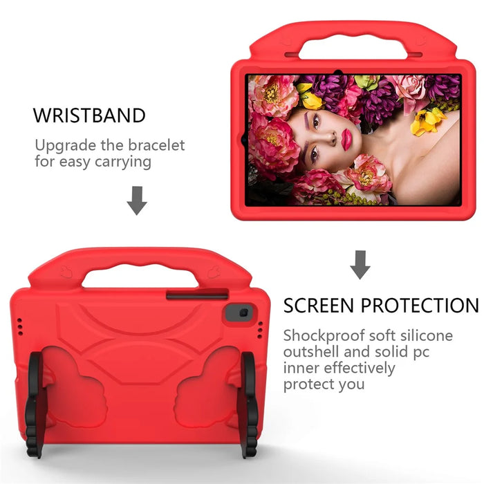 Shockproof Thumb Kickstand EVA Protective Cover for Samsung Galaxy Tab S6 Lite - Red - 4