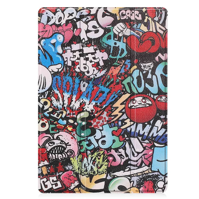 Pattern Printing PU Leather Tri-fold Stand Tablet Case for Samsung Galaxy Tab S7+ T970 / S8+ - Cartoon Graffiti - 7