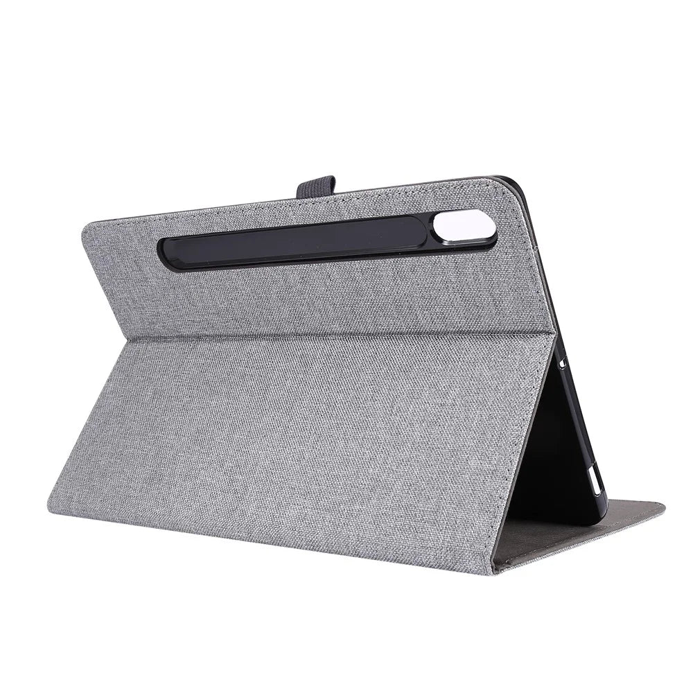 Cloth Texture Card Slots Stand Leather Protective Case for Samsung Galaxy Tab S7 T870 / S8 - Grey - 5