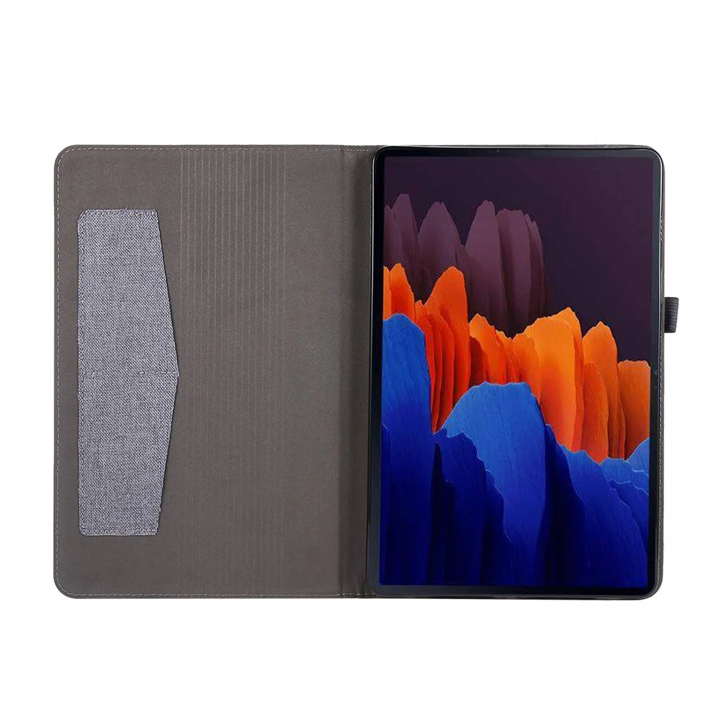Cloth Texture Card Slots Stand Leather Protective Case for Samsung Galaxy Tab S7 T870 / S8 - Grey - 6