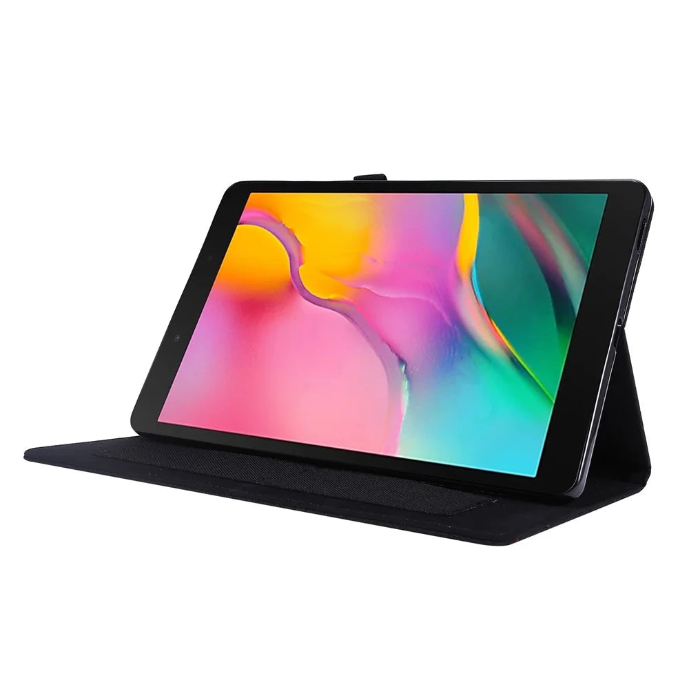 Shockproof Anti-scratch Cloth Texture Card Slots Stand Leather Tablet Cover for Samsung Galaxy Tab A7 10.4 (2020) / (2022) T500 - Black - 2