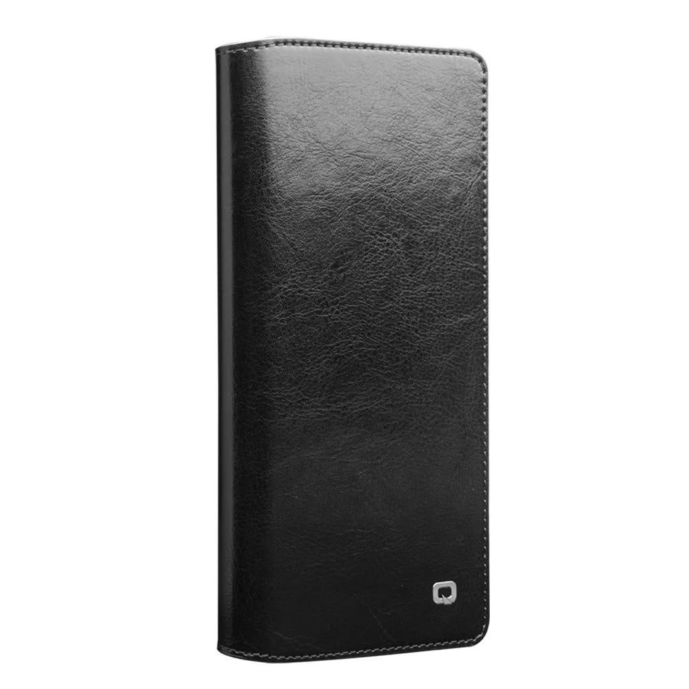 QIALINO For Samsung Galaxy Note20 Ultra 5G / Note20 Ultra Genuine Cowhide Leather Case Wallet Phone Protective Cover - Black - 6