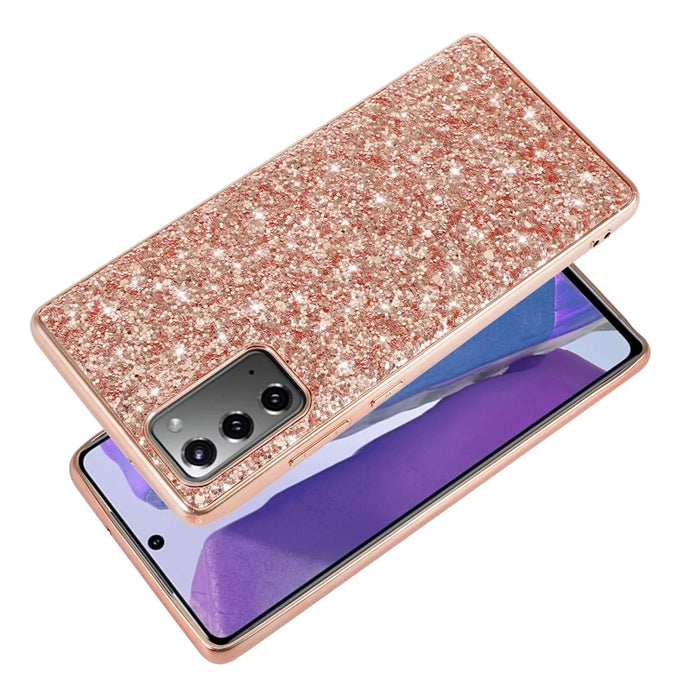 Glittering Sequins Plated TPU Frame + PC Hybrid Case for Samsung Galaxy Note20 4G/5G - Rose Gold - 2