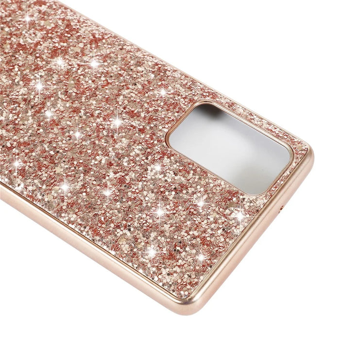 Glittering Sequins Plated TPU Frame + PC Hybrid Case for Samsung Galaxy Note20 4G/5G - Rose Gold - 4