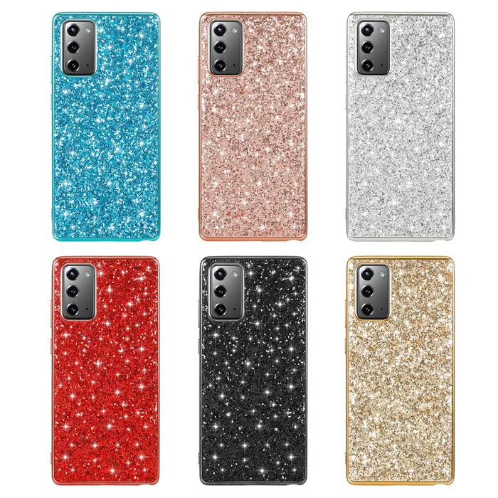 Glittering Sequins Plated TPU Frame + PC Hybrid Case for Samsung Galaxy Note20 4G/5G - Rose Gold - 7