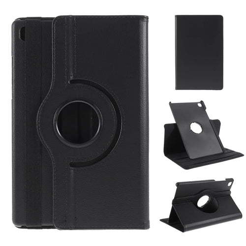 Middle Hollow on the back Leather Case with 360-Degree Rotating Stand + Elastic Fasten Band for Samsung Galaxy Tab A7 10.4 (2020) / (2022) - Black - 1