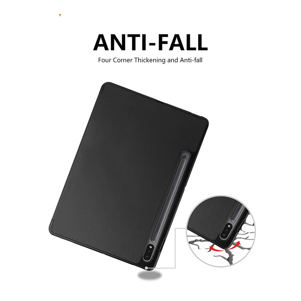 ENKAY HAT PRINCE ENK-8011 Tri-fold Stand PU Leather Smart Cover with Pen Slot for Samsung Galaxy Tab S7 11.0 T870 / T875 / S8 - Black - 2
