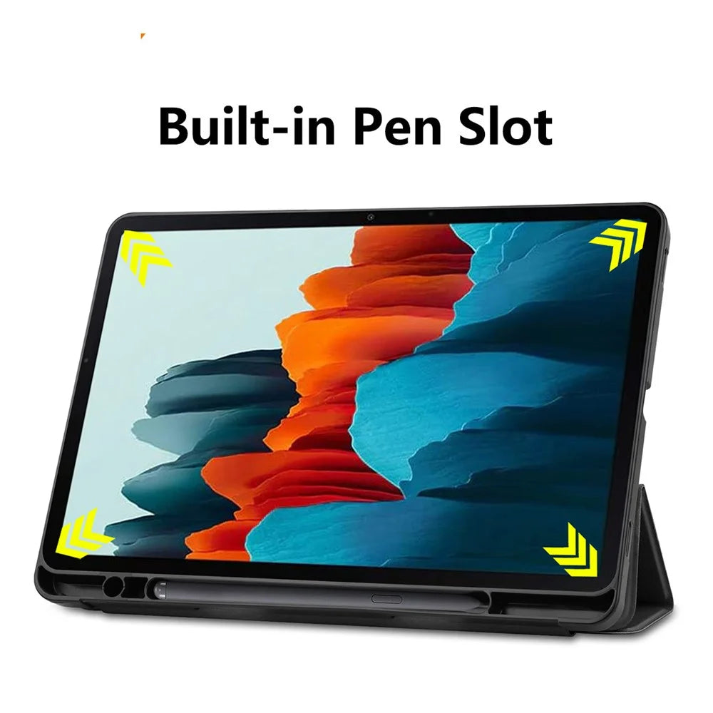 ENKAY HAT PRINCE ENK-8011 Tri-fold Stand PU Leather Smart Cover with Pen Slot for Samsung Galaxy Tab S7 11.0 T870 / T875 / S8 - Black - 5