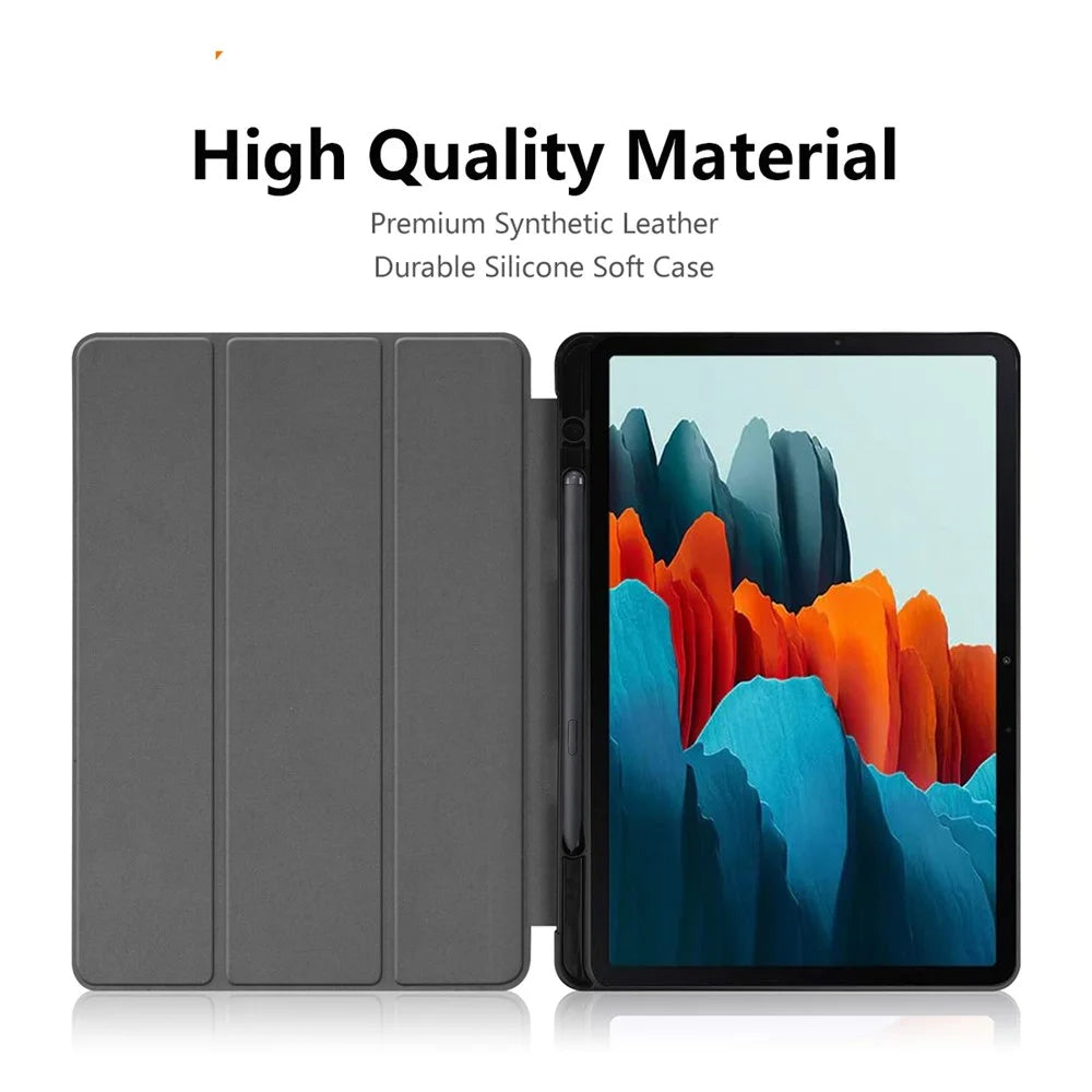 ENKAY HAT PRINCE ENK-8011 Tri-fold Stand PU Leather Smart Cover with Pen Slot for Samsung Galaxy Tab S7 11.0 T870 / T875 / S8 - Black - 7