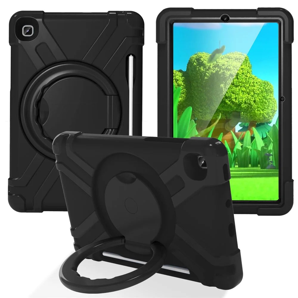 360° Swivel PC + Silicone Special Design Tablet Cover for Samsung Galaxy Tab S6 Lite - All Black - 1
