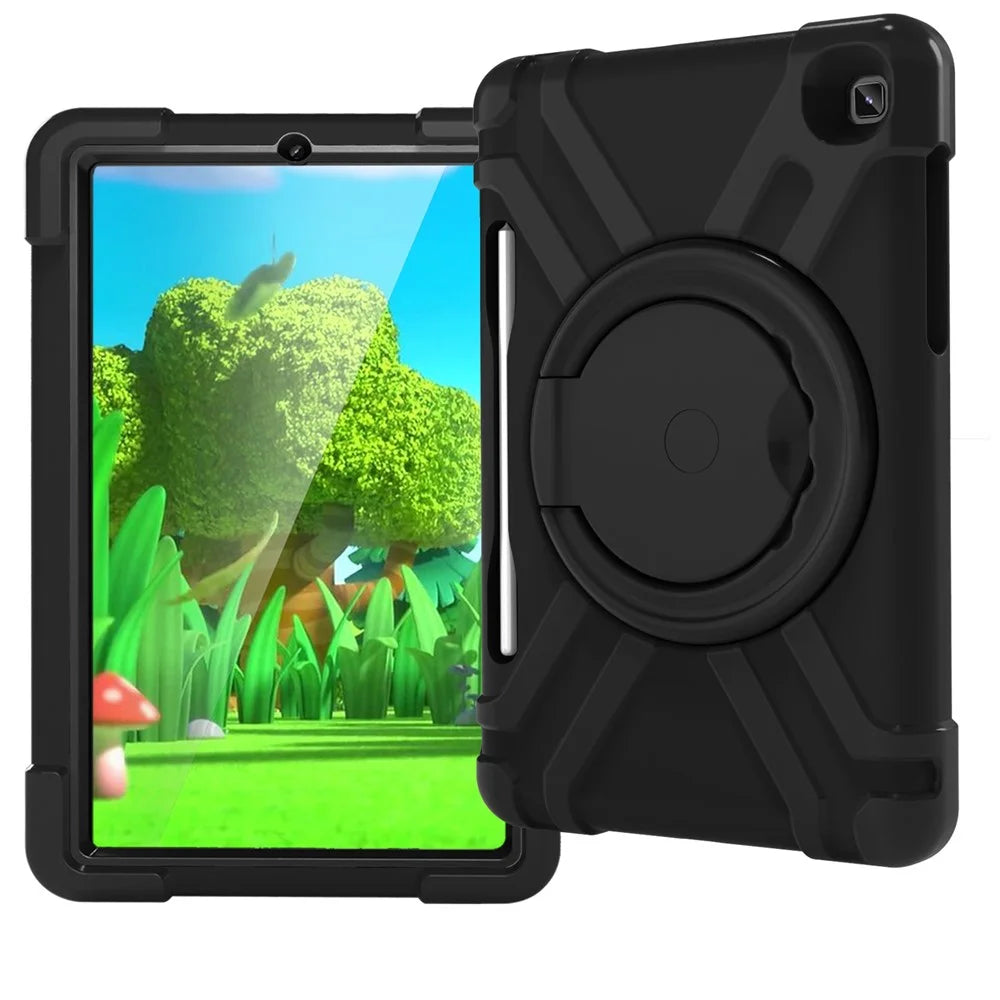 360° Swivel PC + Silicone Special Design Tablet Cover for Samsung Galaxy Tab S6 Lite - All Black - 2